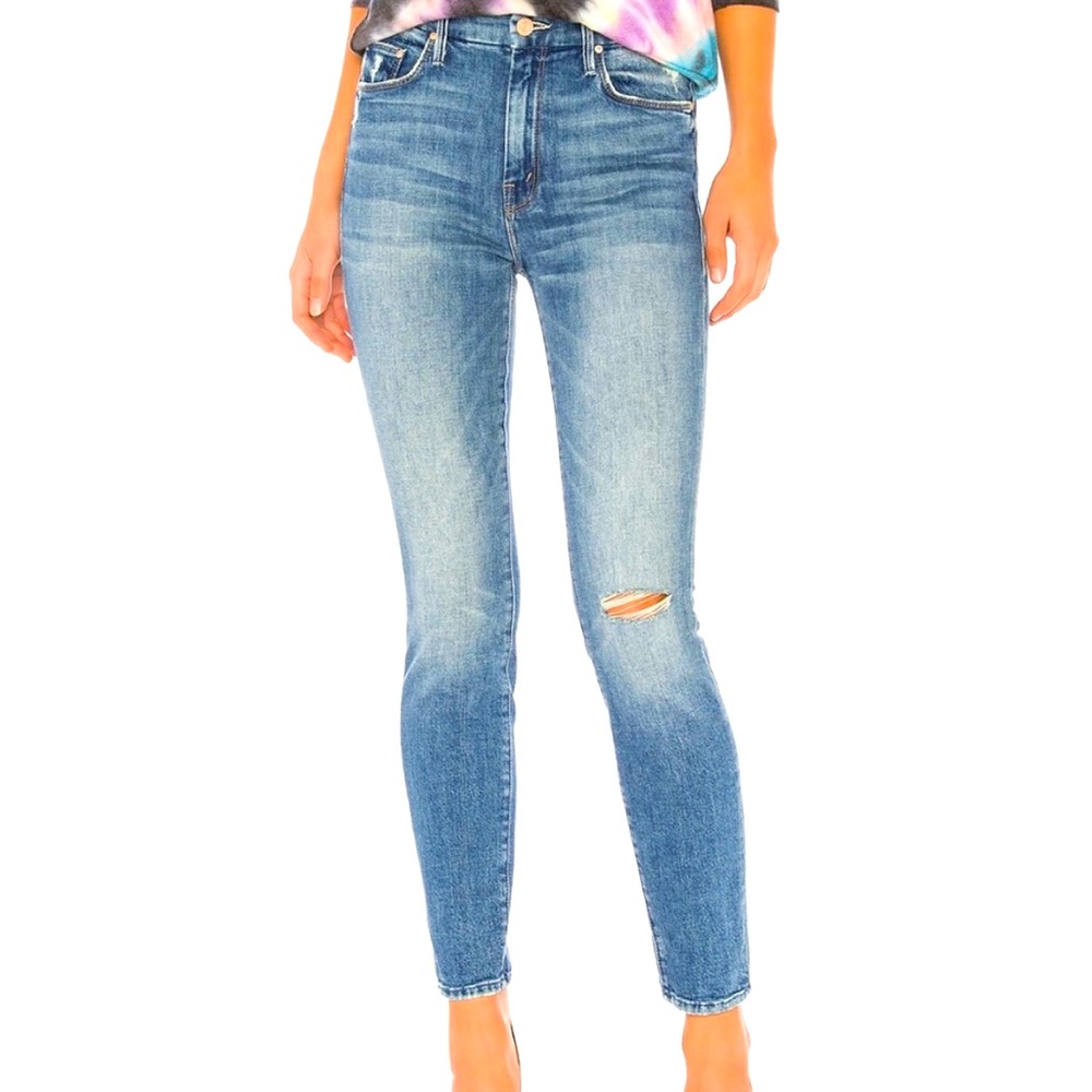 MOTHER Denim Looker High-Rise Ankle Skinny Jeans in Popism Size 28 GUC